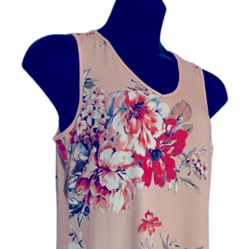 Monroe & Main Blush Peach Floral Summer Stretchy Casual Resort Cruise Day Dress - Picture 11 of 15